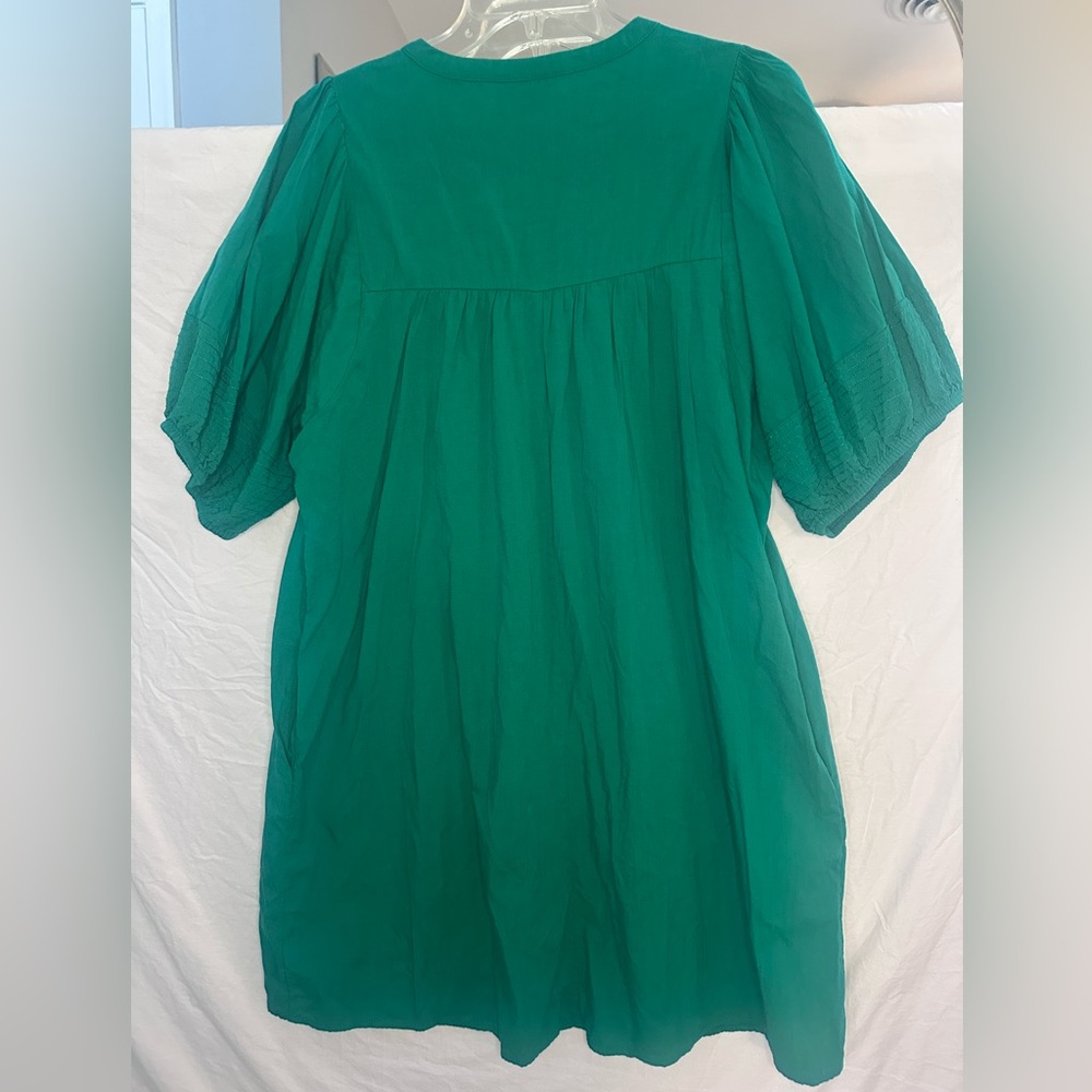 Knox Rose XL Teal Boho Tassel Tie Babydoll Dress w/ Pockets - Picture 7 of 7